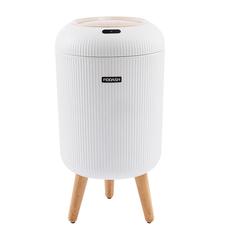 Smart Inductive Ashbin Light Luxury Round High Leg Kitchen Bathroom Living Room Bedroom Automatic Flip Large Toilet Pail