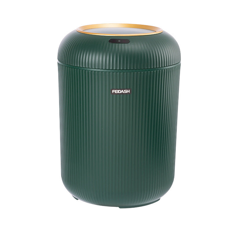 Smart Inductive Ashbin Light Luxury Round High Leg Kitchen Bathroom Living Room Bedroom Automatic Flip Large Toilet Pail